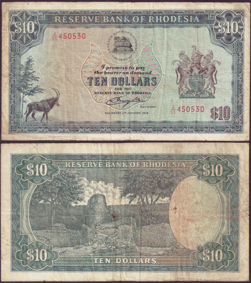 1979 Rhodesia $10 (Fine) L001309